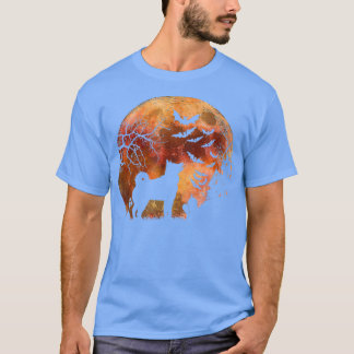 Halloween Elkhound, Graves, Watercolor Måne och Ha T Shirt