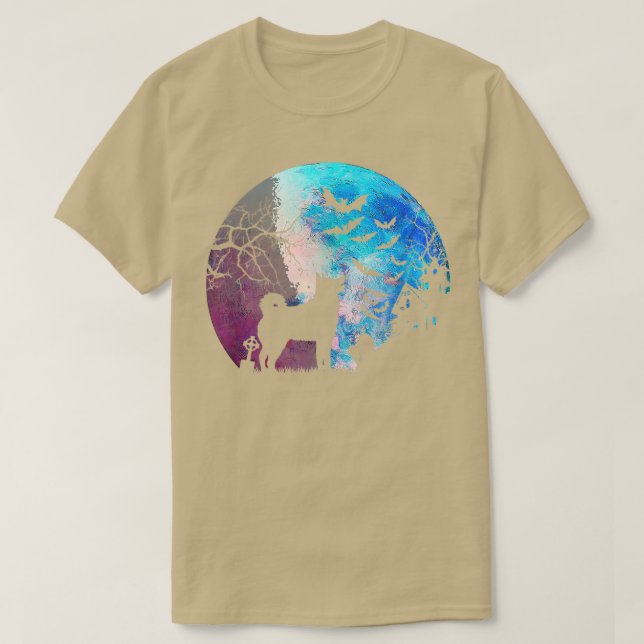 Halloween Elkhound, Graves, Watercolor Måne och Ha T Shirt (Design framsida)