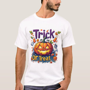 Halloween eller Bus eller Bounty Pumpa Godis Skall T Shirt