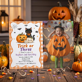 Halloween eller Bus eller Godis 3-års födelsedagsi Inbjudningar