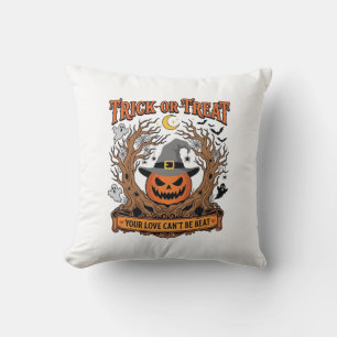 Halloween eller Bus eller Godis Halloween-pumpa Hä Kudde