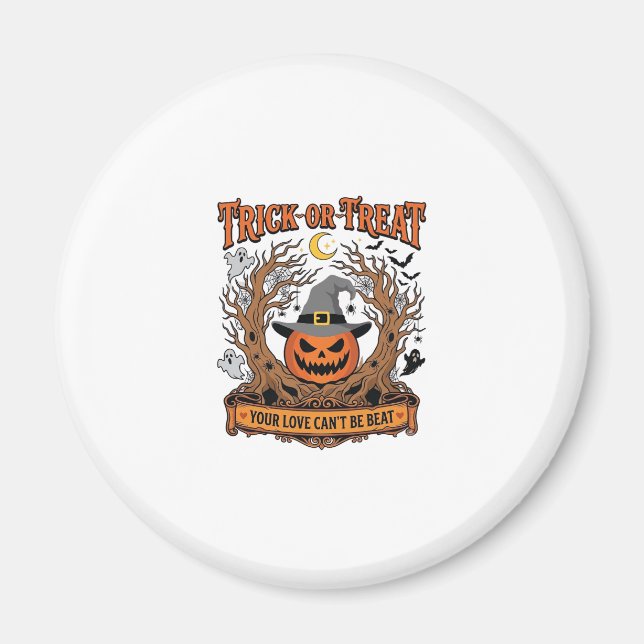 Halloween eller Bus eller Godis Halloween Pumpa Hä Magnet (Framsidan)