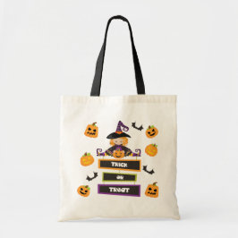 Halloween eller bus eller godis Häxa Pumpa Tygkasse