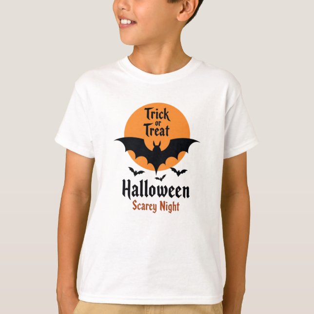 Halloween eller bus eller godis läskig natt fladde t shirt (Framsida)