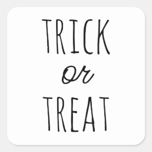 Halloween eller bus eller godis. Minimalistisk sva Fyrkantigt Klistermärke