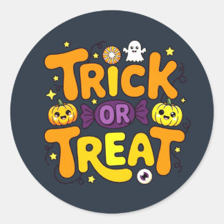 Halloween eller Bus eller Godis Söt Rund Etikett