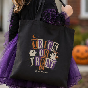 Halloween eller Bus eller Godis Söt Spöke Familj e Tygkasse