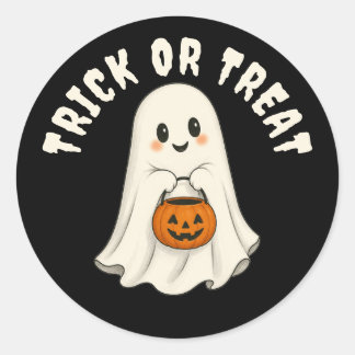 Halloween eller Bus eller Godis Spöke Runt Klistermärke