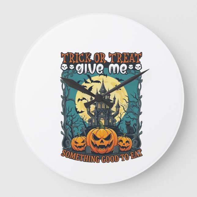 Halloween eller Bus eller Godis Spökhus Pumpa Stor Klocka (Framsida)
