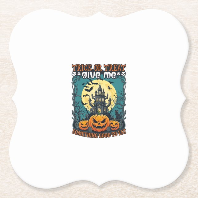 Halloween eller Bus eller Godis Spökhus Pumpa Underlägg Papper (Framsida)