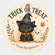 Halloween- eller bus eller godis Svart katt & spök