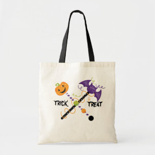Halloween- eller bus eller godis- tecknad häxa vän tygkasse
