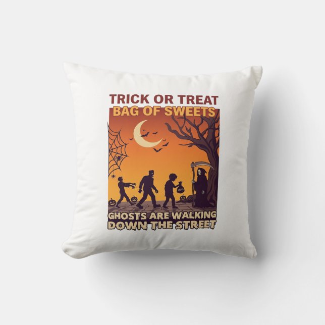 Halloween eller bus eller godis Zombies Dödens skö Kudde (Framsida)
