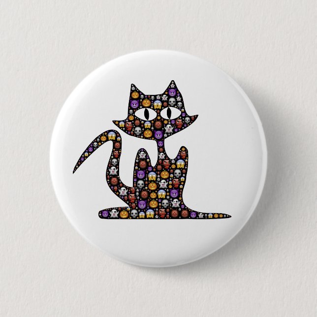 Halloween Emoji Black Cat Knapp (Framsida)