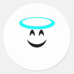 Halloween Emoji Costume Smiling Ansikte Halo Runt Klistermärke