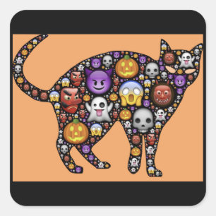halloween emoji-kattklistermärken fyrkantigt klistermärke