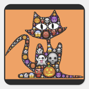 halloween emoji-kattklistermärken fyrkantigt klistermärke