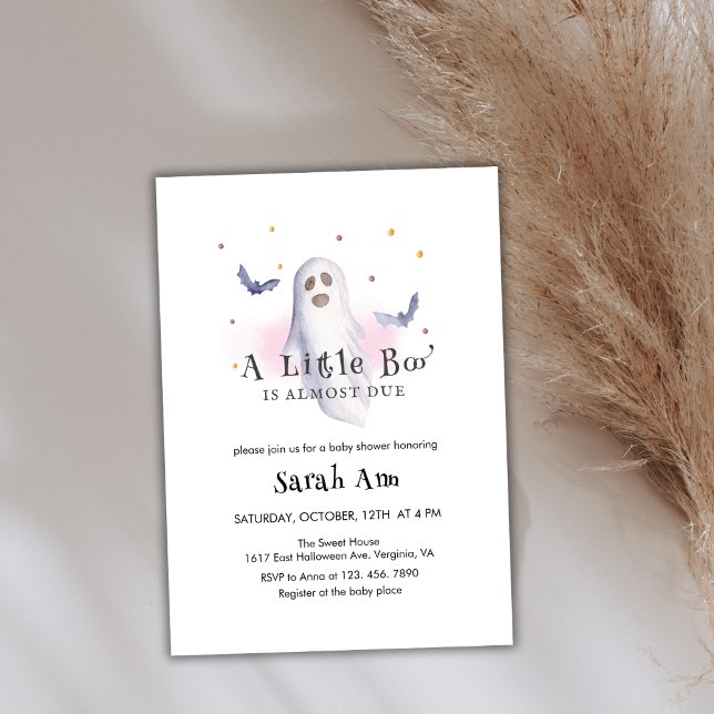 Halloween en liten boo är nästan förfallen med bab inbjudningar (Halloween A Little Boo Is Almost Due Baby Shower Invitation)