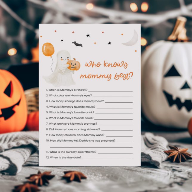 Halloween, en liten boo som känner Mammans bästa s (A Little Boo Baby Shower Who knows Mommy Best Game)