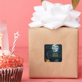 Halloween, en liten pratbubbla Pumpkin Baby Shower Fyrkantigt Klistermärke