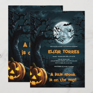 Halloween, en liten pratbubbla Pumpkin Baby Shower Inbjudningar