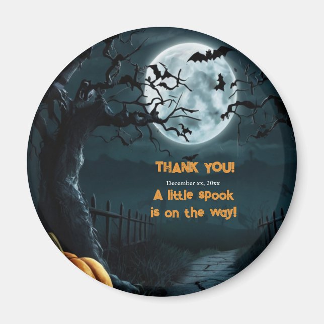 Halloween, en liten pratbubbla Pumpkin Baby Shower Magnet (Framsidan)