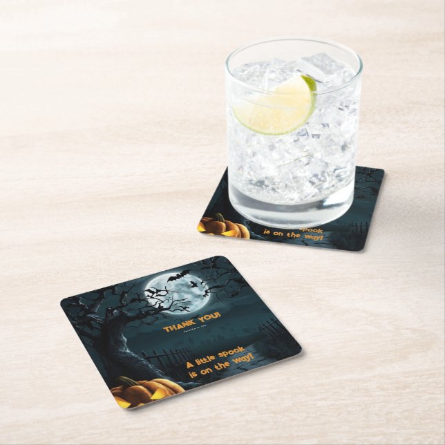 Halloween, en liten pratbubbla Pumpkin Baby Shower Underlägg Papper Kvadrat (Insitu)