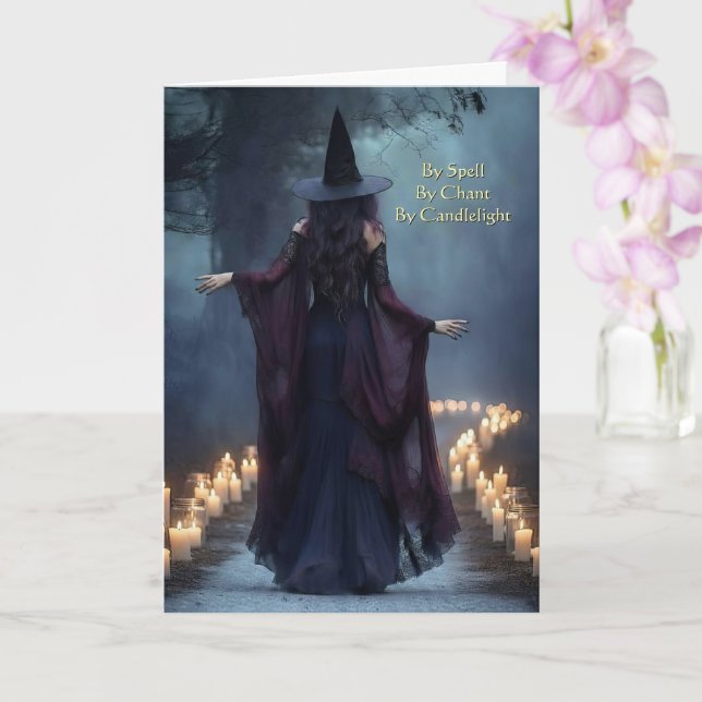 Halloween Enchanting Witch med ljus Kort (Orkide)