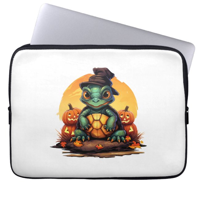 Halloween Enchantment Turtle med Hat på hösten Laptop Fodral (Framsidan)