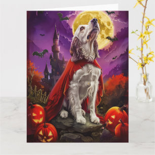 Halloween Engelsk Setter Vampyr Pumpor Skräckinjag Kort