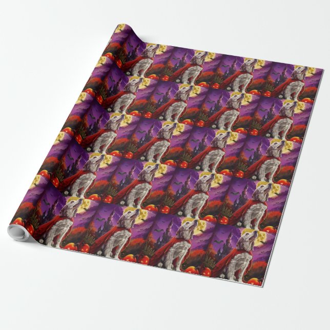 Halloween Engelsk Setter Vampyr Pumpor Skräckinjag Presentpapper (Utrullad)