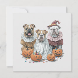 Halloween English Bullhund Pumpkin Inbjudningar