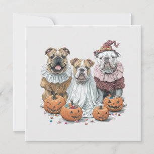 Halloween English Bullhund Pumpkin Inbjudningar