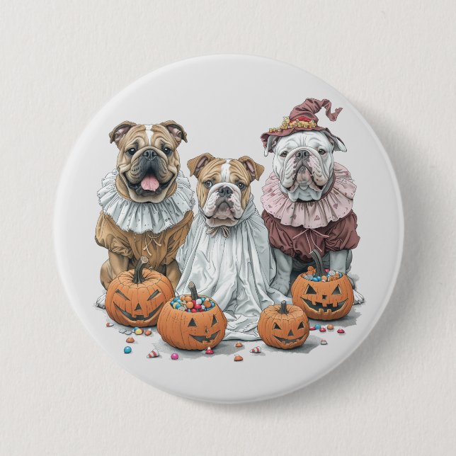Halloween English Bullhund Pumpkin Knapp (Framsida)