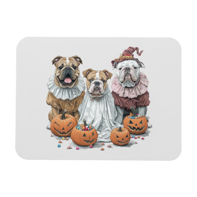 Halloween English Bullhund Pumpkin Magnet (Horisontell)