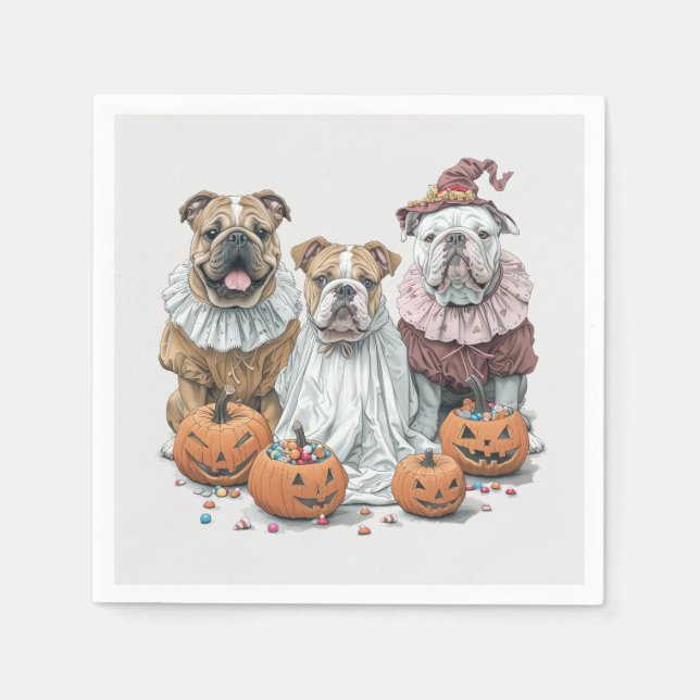 Halloween English Bullhund Pumpkin Pappersservett (Framsidan)