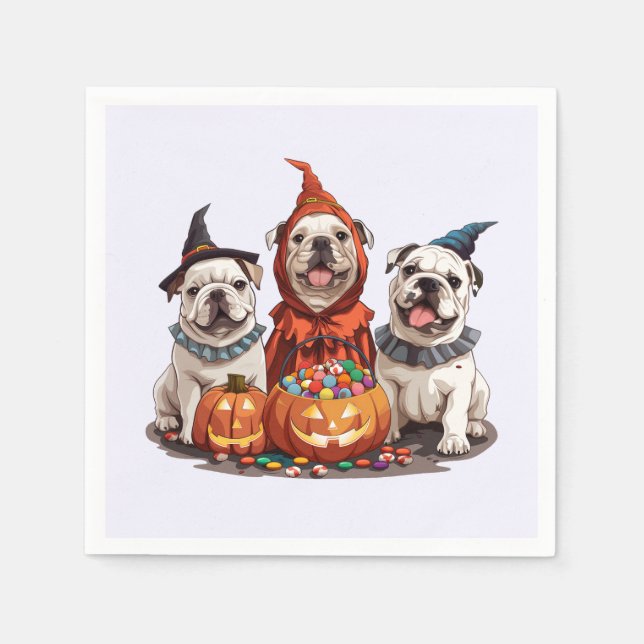Halloween English Bullhund Pumpkin Pappersservett (Framsidan)