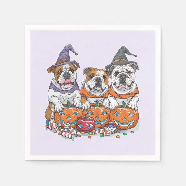 Halloween English Bullhund Pumpkin Pappersservett (Framsidan)