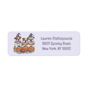 Halloween English Bullhund Pumpkin Returadress Etikett