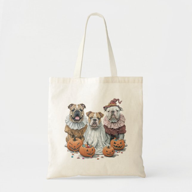 Halloween English Bullhund Pumpkin Tygkasse (Framsidan)