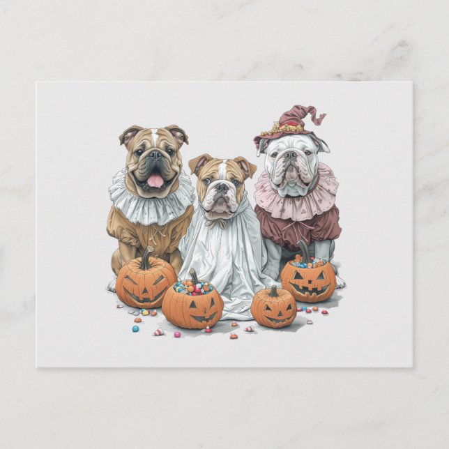 Halloween English Bullhund Pumpkin Vykort (Framsida)
