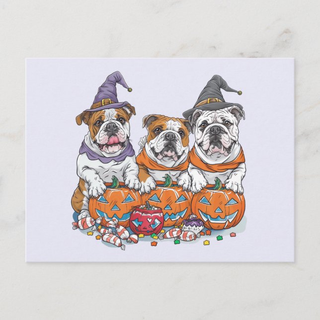 Halloween English Bullhund Pumpkin Vykort (Framsida)