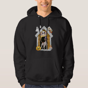 Halloween English Pointer Hund Witch Haunted House Hoodie