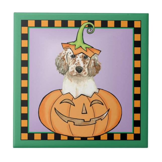 Halloween English Setter Kakelplatta (Framsidan)
