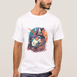 Halloween Enhörning Häxa Fladdermöss T Shirt