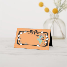 Halloween Enhörning Välkomstfladdermus Orange Plat Placeringskort