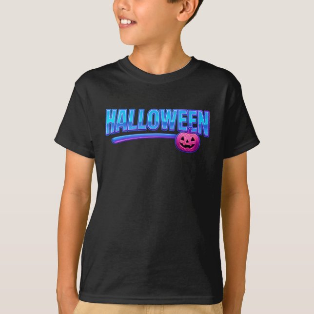 Halloween enkel blå neonkläder Unisex Cute T Shirt (Framsida)