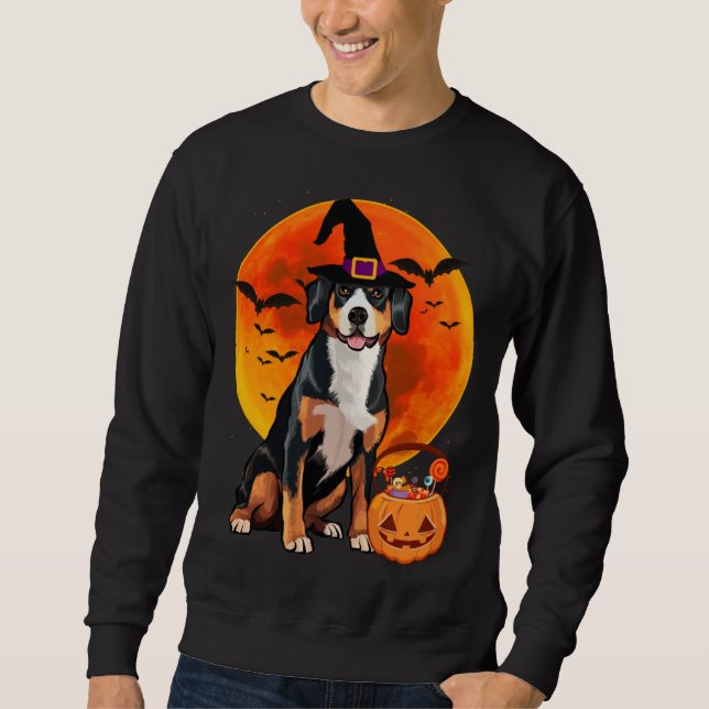 Halloween Entlebucher Mountain Dog Jack O Lantern  Lång Ärmad Tröja (Framsida)