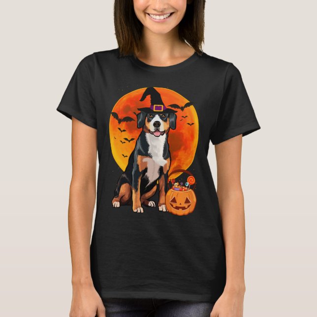 Halloween Entlebucher Mountain Dog Jack O Lantern  T Shirt (Framsida)