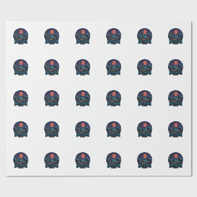 Halloween Est Howling Wolf Röd Mån Zombie Hand_1 Presentpapper (Platt)